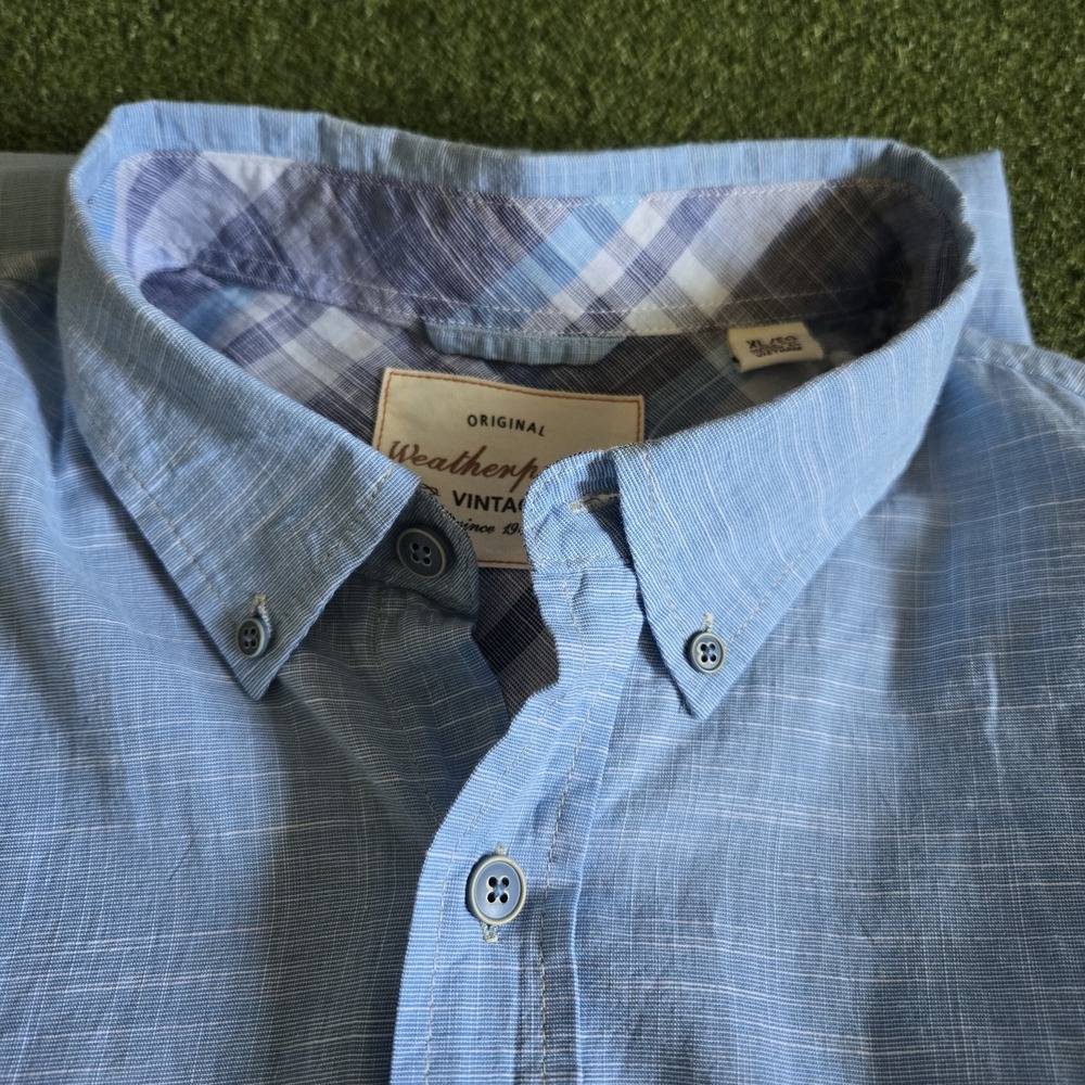 Weatherproof Vintage Men's Short Sleeve‎ Button-Up NWT Blue Size XL - Picture 8 of 12